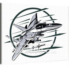 Военный самолет с ракетами Истребитель Для мужчин Для мальчиков 80х100 Раскраска картина по номерам на холсте