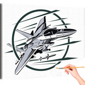 1 Военный самолет с ракетами Истребитель Для мужчин Для мальчиков Раскраска картина по номерам на холсте