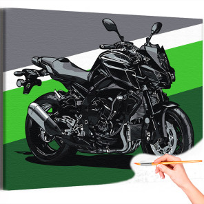 1 Стильный мотоцикл на зеленом фоне Байк Спорт Для мужчин Раскраска картина по номерам на холсте