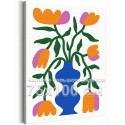 Тюльпаны в синей вазе Абстракция Минимализм Цветы Растения Интерьерная Яркая Простая Для триптиха 75х100 Раскраска картина по номерам на холсте