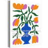Тюльпаны в синей вазе Абстракция Минимализм Цветы Растения Интерьерная Яркая Простая Для триптиха 60х80 Раскраска картина по ном
