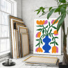 3 Тюльпаны в синей вазе Абстракция Минимализм Цветы Растения Интерьерная Яркая Простая Для триптиха 60х80 Раскраска картина по н