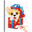 Корги подарок Животные Собаки Зима Для детей Детская Для мальчика Для девочек Раскраска картина по номерам на холсте
