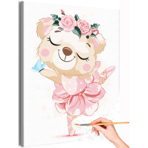 1 Медвежонок балерина с цветами и бабочкой Сute teddy bear Балет Танец Медведь Мишка Для детей Детские Для малышей Для девочек Р