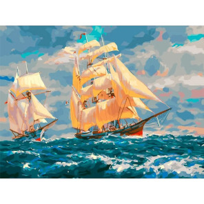  Парусники. Черное море Раскраска картина по номерам на холсте Белоснежка 947-AS