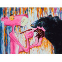 Розовая пантера красит чёрную Раскраска картина по номерам на холсте Белоснежка