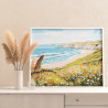  Яркие цветы у морского берега Природа Пейзаж Море Океан Пляж Лето 80х100 Раскраска картина по номерам на холсте AAAA-NK596-80x1
