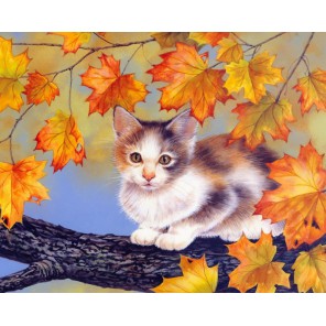 Котёнок на дереве Набор для частичной вышивки бисером Color Kit