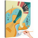Музыкальные инструменты гитара и труба Абстракция Минимализм Раскраска картина по номерам на холсте
