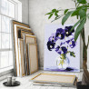  Букет с яркими анютиными глазками Натюрморт Цветы в вазе Интерьерная Фиолетовая 100х125 Раскраска картина по номерам на холсте 