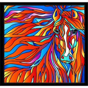 Огненная лошадь Набор с рамкой для создания картины-витража Color Kit