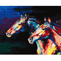 Цветные лошади Раскраска картина по номерам на холсте
