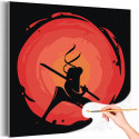 Ниндзя на фоне красного солнца Люди Японский воин Мультики Аниме Для мальчика Яркая 40х40 Раскраска картина по номерам на холсте