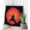 2 Ниндзя на фоне красного солнца Люди Японский воин Мультики Аниме Для мальчика Яркая 40х40 Раскраска картина по номерам на холс