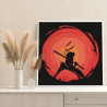 3 Ниндзя на фоне красного солнца Люди Японский воин Мультики Аниме Для мальчика Яркая 40х40 Раскраска картина по номерам на холс