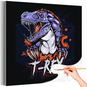 1 Динозавр Рекс Хищники Животные Драконы Для мальчиков Для детей Раскраска картина по номерам на холсте