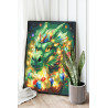  Зеленый дракон с гирляндой Животные Китайский Новый год Символ года Деревянный дракон 80х100 Раскраска картина по номерам на хо