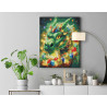  Зеленый дракон с гирляндой Животные Китайский Новый год Символ года Деревянный дракон 80х100 Раскраска картина по номерам на хо