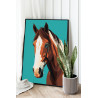 2 Коричневая лошадь с белым Животные Конь Простая Минимализм 75х100 Раскраска картина по номерам на холсте