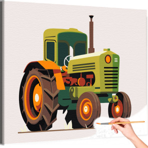 1 Зеленый трактор Для детей Детские Для мальчиков Для девочек Маленькая Легкая Машина Раскраска картина по номерам на холсте