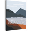 Озеро в горах Пейзаж Минимализм Природа Интерьерная Стильная Скандинавская 60х80 Раскраска картина по номерам на холсте
