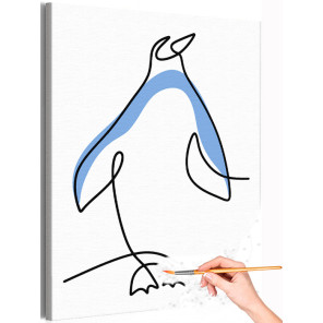 1 Пингвин Коллекция Line Абстракция Животные Птицы Интерьерная Раскраска картина по номерам на холсте