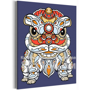 Китайский дракон с узорами Животные Символ года Новый год Яркая Интерьерная Коллекция дудлинг 80х100 Раскраска картина по номера