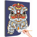 Китайский дракон с узорами Животные Символ года Новый год Яркая Интерьерная Коллекция дудлинг Раскраска картина по номерам на холсте