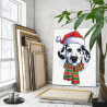 3 Долматин в новогодней шапке Животные Собаки Новый год Рождество Для детей 80х100 Раскраска картина по номерам на холсте