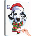 Долматин в новогодней шапке Животные Собаки Новый год Рождество Для детей Раскраска картина по номерам на холсте