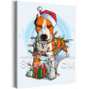Питбуль с гирляндой Животные Собака Новый год Рождество Для детей Для мальчика Для девочек 80х100 Раскраска картина по номерам на холсте