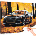 Черная ауди Машина Audi Autumn Автомобиль Стильная Для мужчин Интерьерная Осень Раскраска картина по номерам на холсте