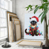 3 Сиамская кошка с гирляндой Животные Коты Котята Новый год Рождество Зима 80х100 Раскраска картина по номерам на холсте
