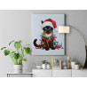 6 Сиамская кошка с гирляндой Животные Коты Котята Новый год Рождество Зима 80х100 Раскраска картина по номерам на холсте