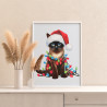 4 Сиамская кошка с гирляндой Животные Коты Котята Новый год Рождество Зима Раскраска картина по номерам на холсте