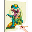 Динозавр с деньгами и клевером на счастье Животные Дракон Для детей Праздник Раскраска картина по номерам на холсте
