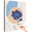 Натюрморт с синими листьями и цветами 3 Для триптиха Минимализм Абстракция Легкая Интерьерная Стильная Раскраска картина по номерам на холсте