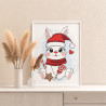 3 Рождественский заяц с конфетой Животные Кролик Новый год Для детей Детская Для мальчика Для девочек Раскраска картина по номер