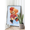 2 Мишка с баскетбольным мячом Животные Медведь Спорт Для детей Детская Для мальчика 80х100 Раскраска картина по номерам на холст