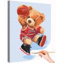 Мишка с баскетбольным мячом Животные Медведь Спорт Для детей Детская Для мальчика Раскраска картина по номерам на холсте