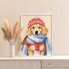 4 Щенок золотистый ретривер в шапке Животные Собака Голден Лабрадор Зима Рождество Раскраска картина по номерам на холсте