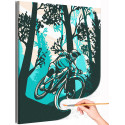 Человек на горном велосипеде в лесу Спорт Природа Люди Раскраска картина по номерам на холсте