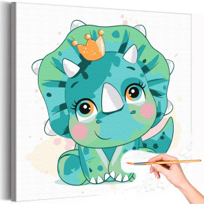 1 Милый динозавр с короной Коллекция Сute dinosaurs Животные Ребенок Для детей Детские Для девочек Для мальчиков Раскраска карти