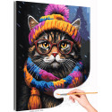 Котик в шапке Животные Коты Кошки Зима Время утепляться Смешная Мем Раскраска картина по номерам на холсте
