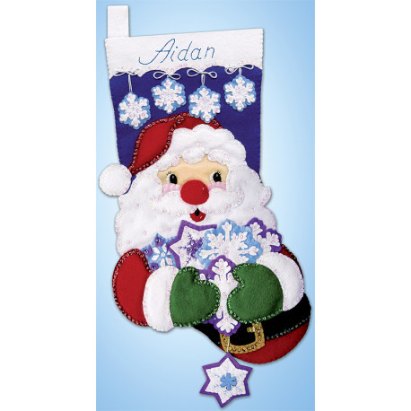  Санта со снежинкой Набор для вышивания сапожка для подарков Design works 5291