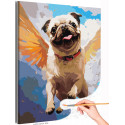 Влюбленный мопс ангел Животные Собака в небесах Полет Для детей Детская Раскраска картина по номерам на холсте
