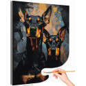 Доберманы Животные Собаки Пара Интерьерная Раскраска картина по номерам на холсте