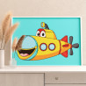 2 Желтая подводная лодка Транспорт Для детей Детская Для мальчиков Маленькая Раскраска картина по номерам на холсте