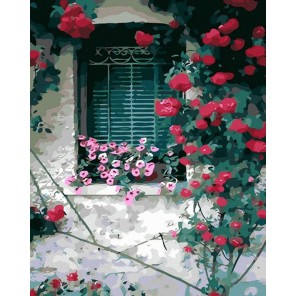 Окно в цветах Раскраска картина по номерам на холсте