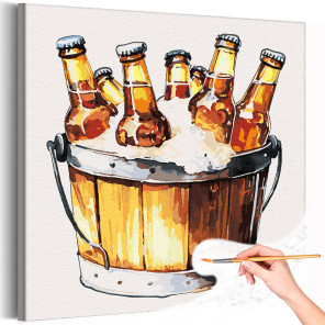 1 Холодное пиво Еда Натюрморт Для кухни Интерьерная Для мужчин Раскраска картина по номерам на холсте